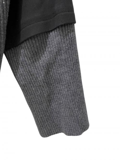 ENFOLD（エンフォルド）ENFOLD (エンフォルド) ダブルクロス ニットレイヤードPULLOVER グレー×ブラック サイズ:38の古着・服飾アイテム