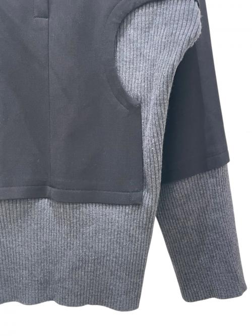 ENFOLD（エンフォルド）ENFOLD (エンフォルド) ダブルクロス ニットレイヤードPULLOVER グレー×ブラック サイズ:38の古着・服飾アイテム