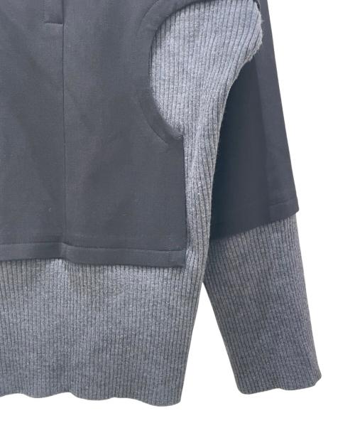 ENFOLD（エンフォルド）ENFOLD (エンフォルド) ダブルクロス ニットレイヤードPULLOVER グレー×ブラック サイズ:38の古着・服飾アイテム