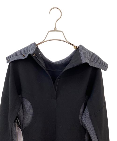 ENFOLD（エンフォルド）ENFOLD (エンフォルド) ダブルクロス ニットレイヤードPULLOVER グレー×ブラック サイズ:38の古着・服飾アイテム