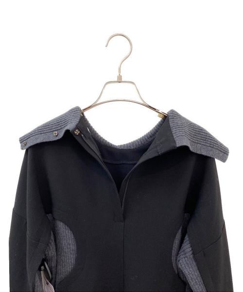 ENFOLD（エンフォルド）ENFOLD (エンフォルド) ダブルクロス ニットレイヤードPULLOVER グレー×ブラック サイズ:38の古着・服飾アイテム