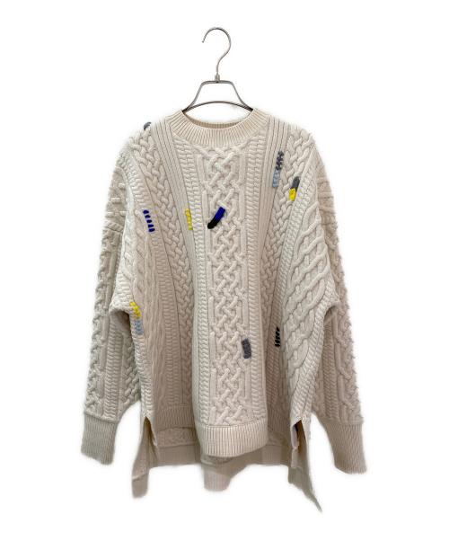 nagonstans（ナゴンスタンス）nagonstans (ナゴンスタンス) ウールケーブル編みニット アイボリー サイズ:Mの古着・服飾アイテム