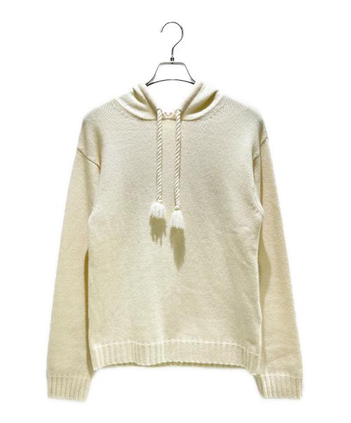 MaxMara（マックスマーラ）MaxMara (マックスマーラ) RIENZA ウール カシミヤ フーデッドニット プルオーバー アイボリー サイズ:Mの古着・服飾アイテム