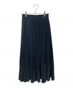 HYKEハイク）の古着「TAFFETA×FAUX LEATHER PLEATED SKIRT」｜ブラック