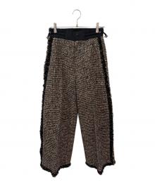 sacai（サカイ）の古着「ワイドレッグツイードパンツ」｜ベージュ
