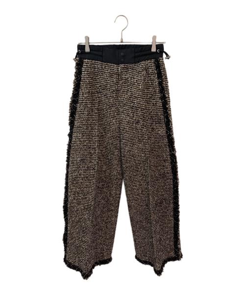 sacai（サカイ）sacai (サカイ) ワイドレッグツイードパンツ ベージュ サイズ:1の古着・服飾アイテム