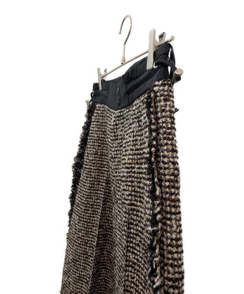 sacai（サカイ）sacai (サカイ) ワイドレッグツイードパンツ ベージュ サイズ:1の古着・服飾アイテム