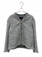 DRAWERドゥロワー）の古着「ツイードVネックジャケット」｜グレー