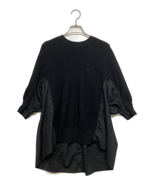 sacai（サカイ）sacai (サカイ) ニット切替ブラウス ブラック サイズ:2の古着・服飾アイテム