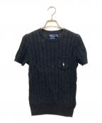 POLO RALPH LAURENポロ・ラルフローレン）の古着「半袖ケーブルニット」｜ブラック