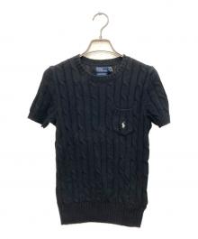 POLO RALPH LAUREN（ポロ・ラルフローレン）の古着「半袖ケーブルニット」｜ブラック