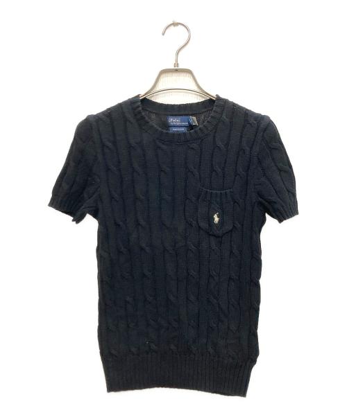 POLO RALPH LAUREN（ポロ・ラルフローレン）POLO RALPH LAUREN (ポロ・ラルフローレン) 半袖ケーブルニット ブラック サイズ:Ｓの古着・服飾アイテム