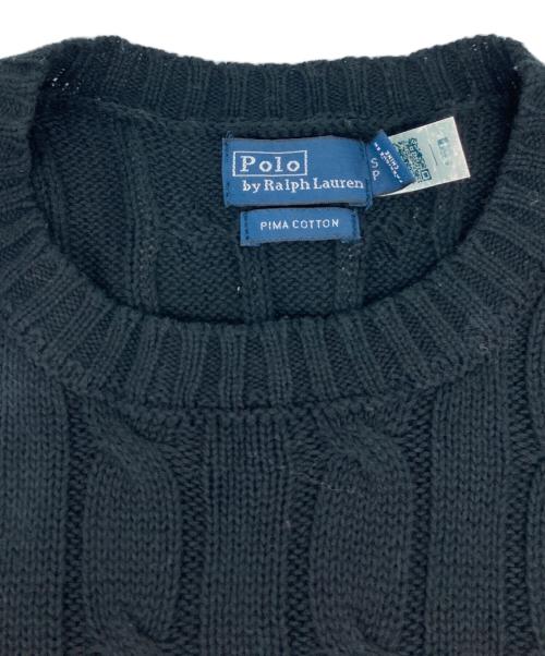 POLO RALPH LAUREN（ポロ・ラルフローレン）POLO RALPH LAUREN (ポロ・ラルフローレン) 半袖ケーブルニット ブラック サイズ:Ｓの古着・服飾アイテム