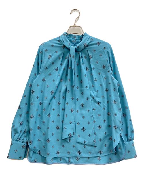 ANAYI（アナイ）ANAYI (アナイ) アナグラムドットプリントボウ ブラウス ブルー サイズ:38の古着・服飾アイテム