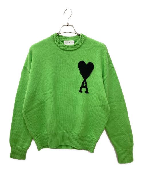 ami（アミ）ami (アミ) ハートロゴクルーネックセーター UKS002.018 グリーン サイズ:Sの古着・服飾アイテム