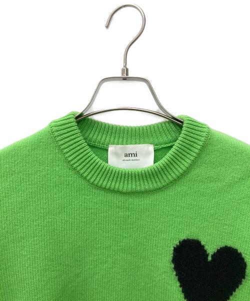 ami（アミ）ami (アミ) ハートロゴクルーネックセーター UKS002.018 グリーン サイズ:Sの古着・服飾アイテム