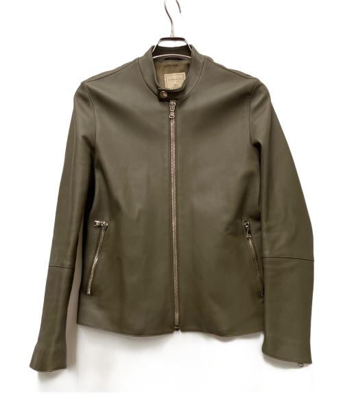 TOMORROW LAND（トゥモローランド）TOMORROW LAND (トゥモローランド) DENIM (デニム) ラムレザーシングルライダースジャケット ブラウン サイズ:44の古着・服飾アイテム