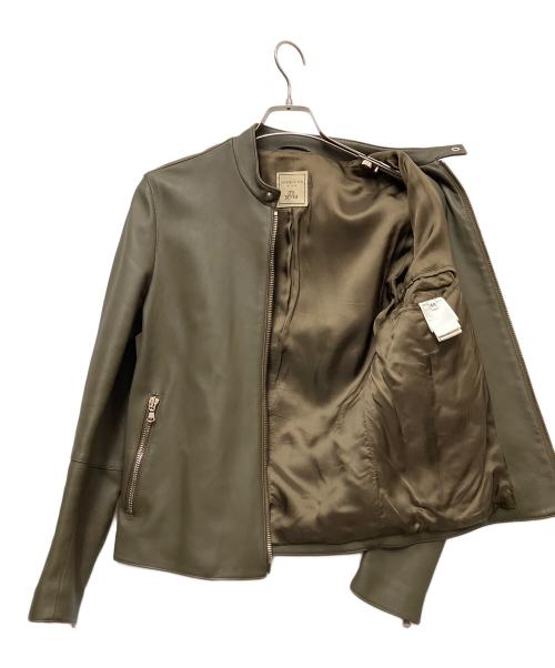 TOMORROW LAND（トゥモローランド）TOMORROW LAND (トゥモローランド) DENIM (デニム) ラムレザーシングルライダースジャケット ブラウン サイズ:44の古着・服飾アイテム