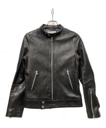 TOMORROW LAND（トゥモローランド）の古着「セミベジタブルラム シングルライダースジャケット」｜ブラック