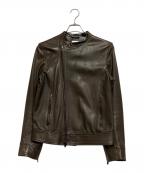 EMMETIエンメティ）の古着「ラムスキンダブルライダースジャケット」｜ブラウン
