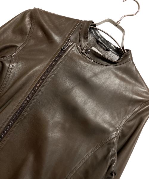 EMMETI（エンメティ）EMMETI (エンメティ) ラムスキンダブルライダースジャケット ブラウン サイズ:42の古着・服飾アイテム