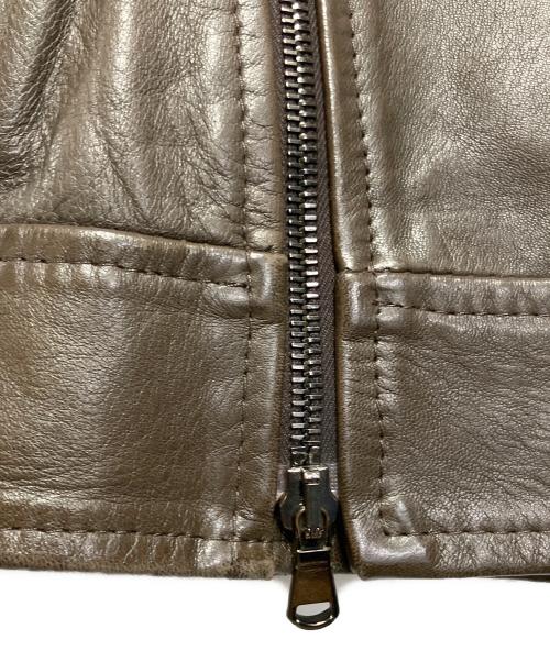EMMETI（エンメティ）EMMETI (エンメティ) ラムスキンダブルライダースジャケット ブラウン サイズ:42の古着・服飾アイテム