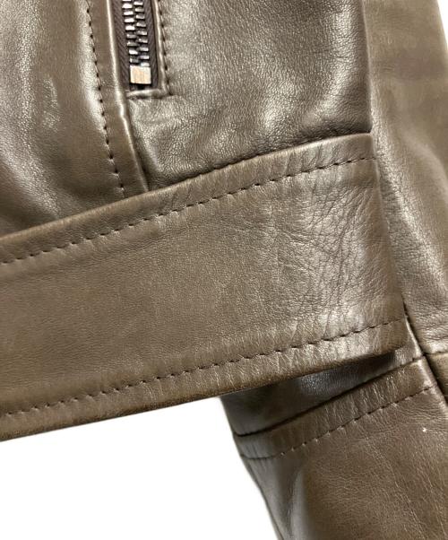 EMMETI（エンメティ）EMMETI (エンメティ) ラムスキンダブルライダースジャケット ブラウン サイズ:42の古着・服飾アイテム