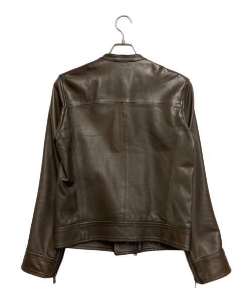 EMMETI（エンメティ）EMMETI (エンメティ) ラムスキンダブルライダースジャケット ブラウン サイズ:42の古着・服飾アイテム