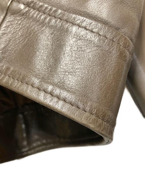 EMMETI（エンメティ）EMMETI (エンメティ) ラムスキンダブルライダースジャケット ブラウン サイズ:42の古着・服飾アイテム