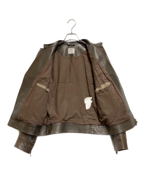 EMMETI（エンメティ）EMMETI (エンメティ) ラムスキンダブルライダースジャケット ブラウン サイズ:42の古着・服飾アイテム