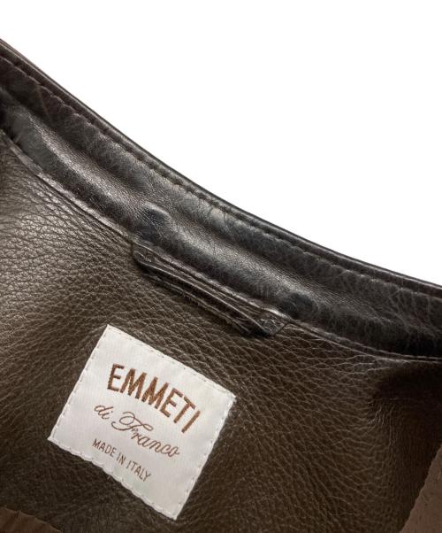 EMMETI（エンメティ）EMMETI (エンメティ) ラムスキンダブルライダースジャケット ブラウン サイズ:42の古着・服飾アイテム