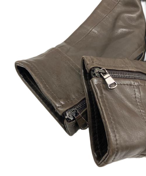 EMMETI（エンメティ）EMMETI (エンメティ) ラムスキンダブルライダースジャケット ブラウン サイズ:42の古着・服飾アイテム