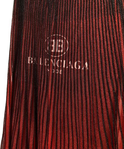 BALENCIAGA（バレンシアガ）BALENCIAGA (バレンシアガ) シアープリーツレイヤードスカート レッド サイズ:34の古着・服飾アイテム