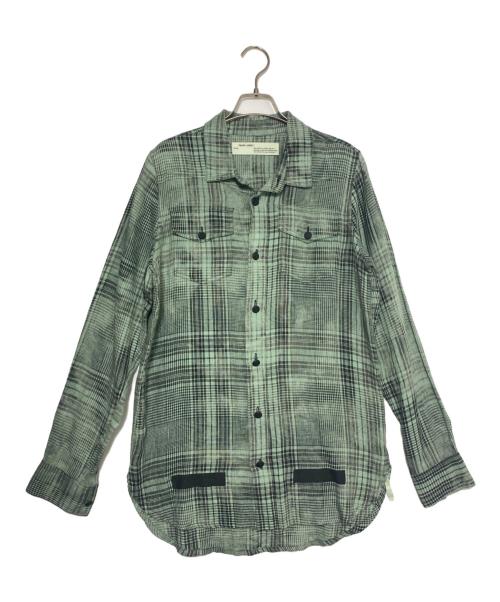 OFFWHITE（オフホワイト）OFFWHITE (オフホワイト) バックロゴリネンチェックシャツ ライトグリーン サイズ:XXSの古着・服飾アイテム