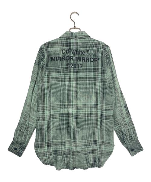 OFFWHITE（オフホワイト）OFFWHITE (オフホワイト) バックロゴリネンチェックシャツ ライトグリーン サイズ:XXSの古着・服飾アイテム