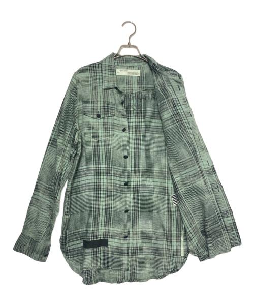 OFFWHITE（オフホワイト）OFFWHITE (オフホワイト) バックロゴリネンチェックシャツ ライトグリーン サイズ:XXSの古着・服飾アイテム