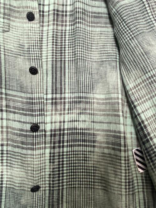 OFFWHITE（オフホワイト）OFFWHITE (オフホワイト) バックロゴリネンチェックシャツ ライトグリーン サイズ:XXSの古着・服飾アイテム