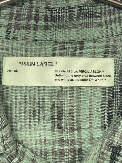 OFFWHITE（オフホワイト）OFFWHITE (オフホワイト) バックロゴリネンチェックシャツ ライトグリーン サイズ:XXSの古着・服飾アイテム