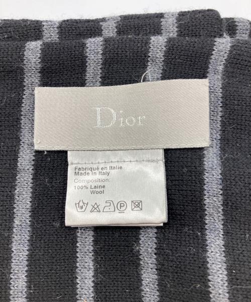 DIOR HOMME（ディオール オム）DIOR HOMME (ディオール オム) ボーダーウールマフラー ブラックの古着・服飾アイテム