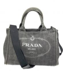 PRADA（プラダ）の古着「カナパデニム トートバッグ」｜ブラック