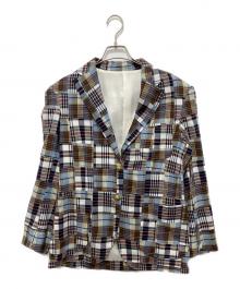 DOUBLE STANDARD CLOTHING（ダブルスタンダードクロージング）の古着「パッチワークチェックジャケット」｜ネイビー
