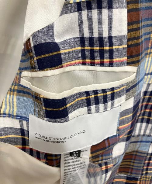 DOUBLE STANDARD CLOTHING（ダブルスタンダードクロージング）DOUBLE STANDARD CLOTHING (ダブルスタンダードクロージング) パッチワークチェックジャケット ネイビー サイズ:36の古着・服飾アイテム