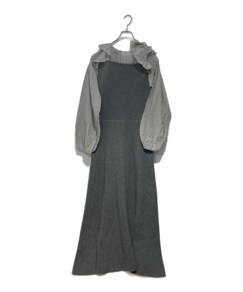CASA FLINE（カーサフライン）CASA FLINE (カーサフライン) シアーフリルニットドレス グレー サイズ:FREEの古着・服飾アイテム