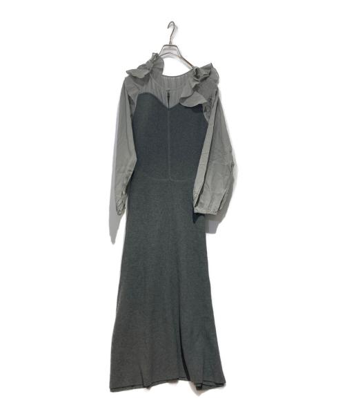 CASA FLINE（カーサフライン）CASA FLINE (カーサフライン) シアーフリルニットドレス グレー サイズ:FREEの古着・服飾アイテム