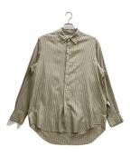 MAATEE&SONSマーティーアンドサンズ）の古着「CHARLES SILK COTTON STRIPE」｜グリーン×アイボリー