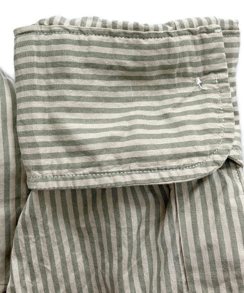 MAATEE&SONS（マーティーアンドサンズ）MAATEE&SONS (マーティーアンドサンズ) CHARLES SILK COTTON STRIPE グリーン×アイボリー サイズ:3の古着・服飾アイテム