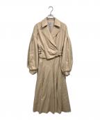 L'AUBE BLANCローブ ブラン）の古着「Asymmetric Side Buckle Dress」｜ベージュ