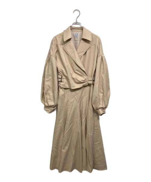 L'AUBE BLANC（ローブ ブラン）L'AUBE BLANC (ローブ ブラン) Asymmetric Side Buckle Dress ベージュ サイズ:Sの古着・服飾アイテム