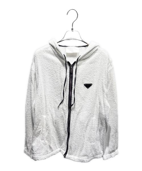 PRADA（プラダ）PRADA (プラダ) Cotton Terry パイルジップパーカー ホワイト サイズ:48の古着・服飾アイテム