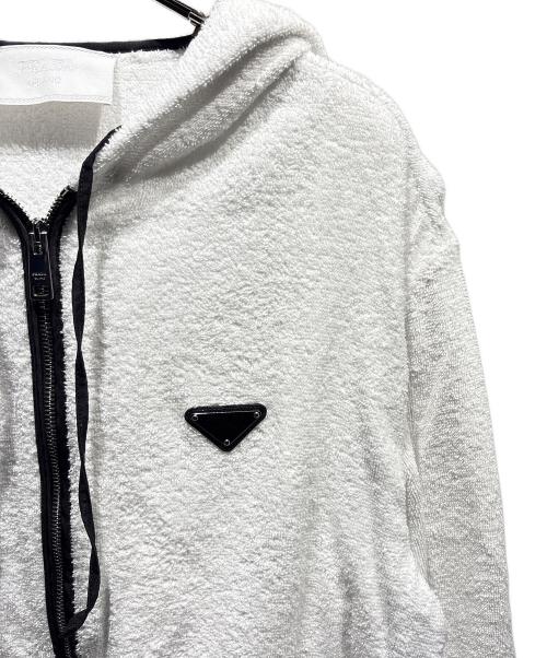 PRADA（プラダ）PRADA (プラダ) Cotton Terry パイルジップパーカー ホワイト サイズ:48の古着・服飾アイテム